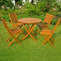 International Caravan Royal Tahiti Marin Patio Dining Set, Stain - 5 Piece RT-029-VN-0128-4CH